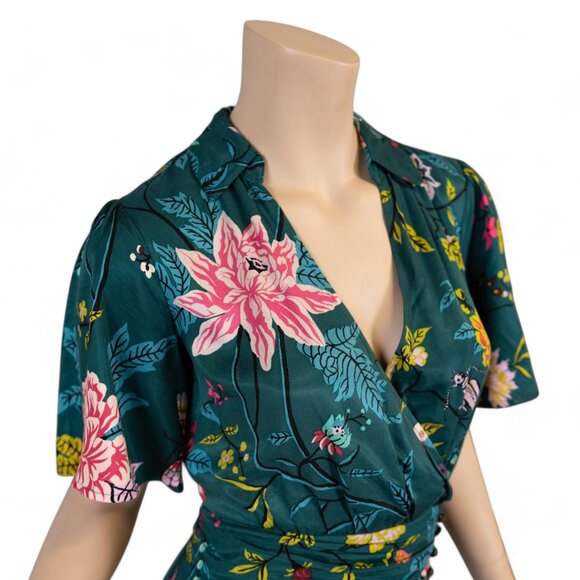 SOLD * MAEVE ANTHROPOLOGIE Emerald Green Floral Bird Butterfly Dress - Picture 6 of 17